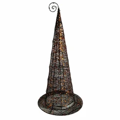 Halloween Decor>Roger's Gardens Black Wired Witches Hat With Glitter - 11" Tall To 20"Tall