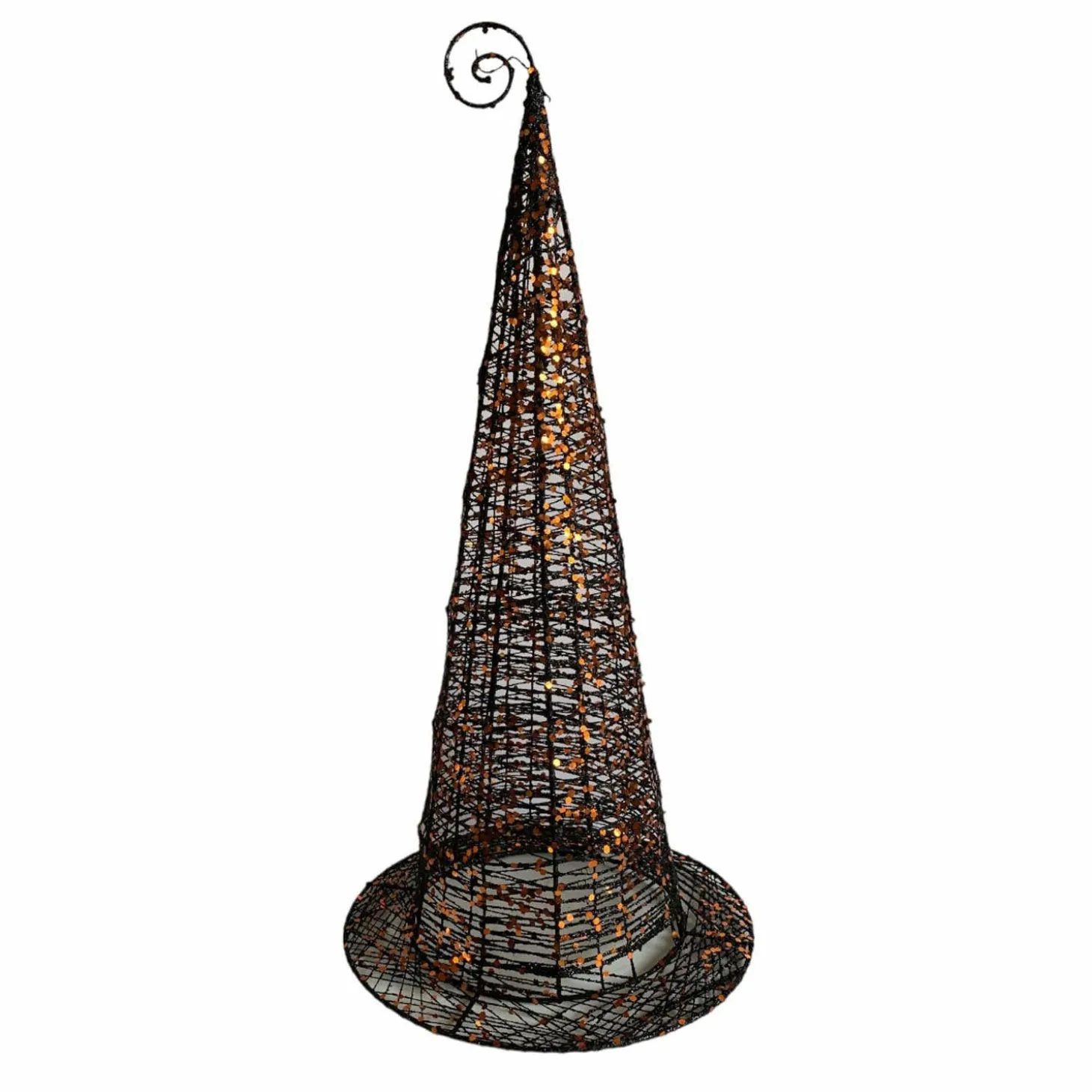 Halloween Decor>Roger's Gardens Black Wired Witches Hat With Glitter - 11" Tall To 20"Tall