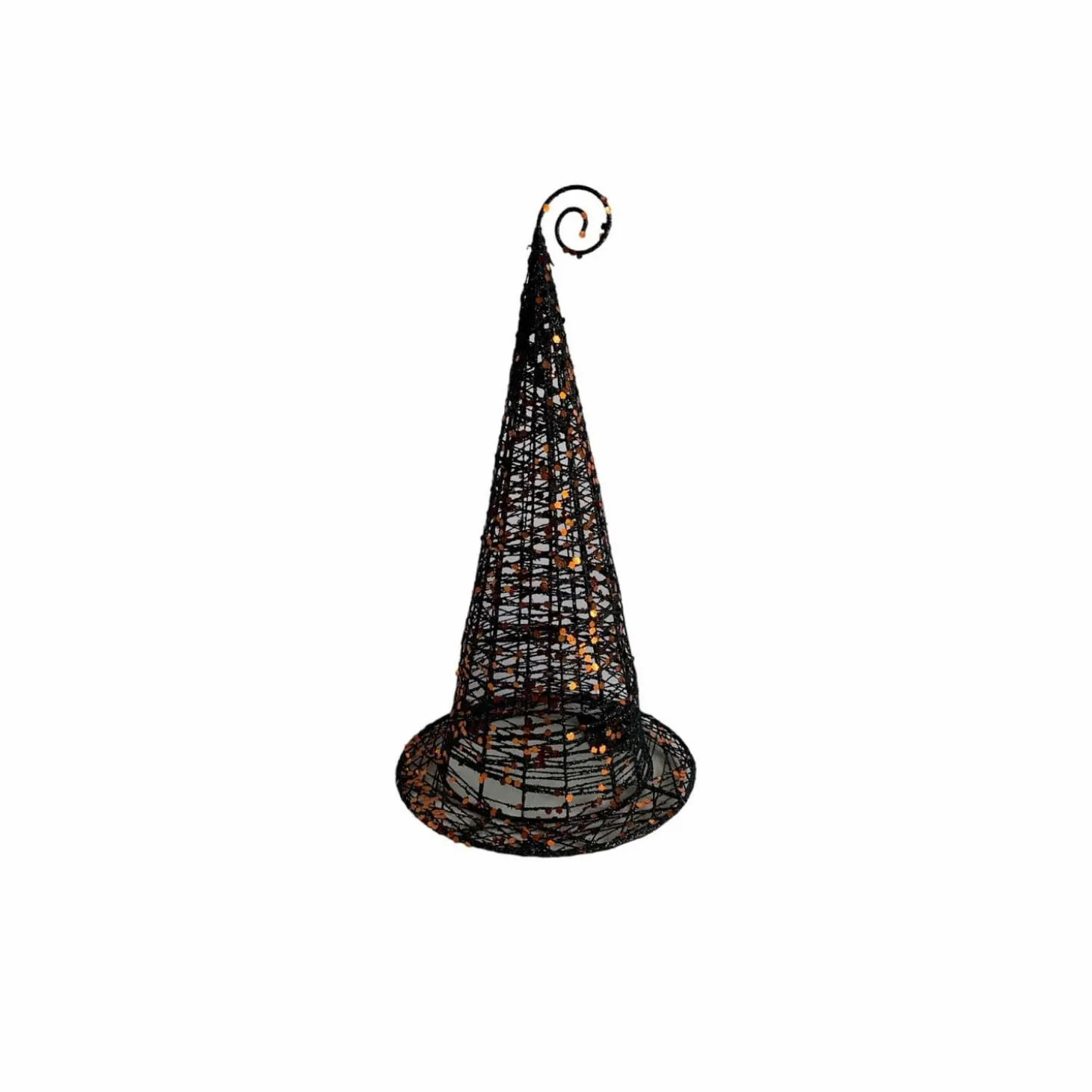 Halloween Decor>Roger's Gardens Black Wired Witches Hat With Glitter - 11" Tall To 20"Tall
