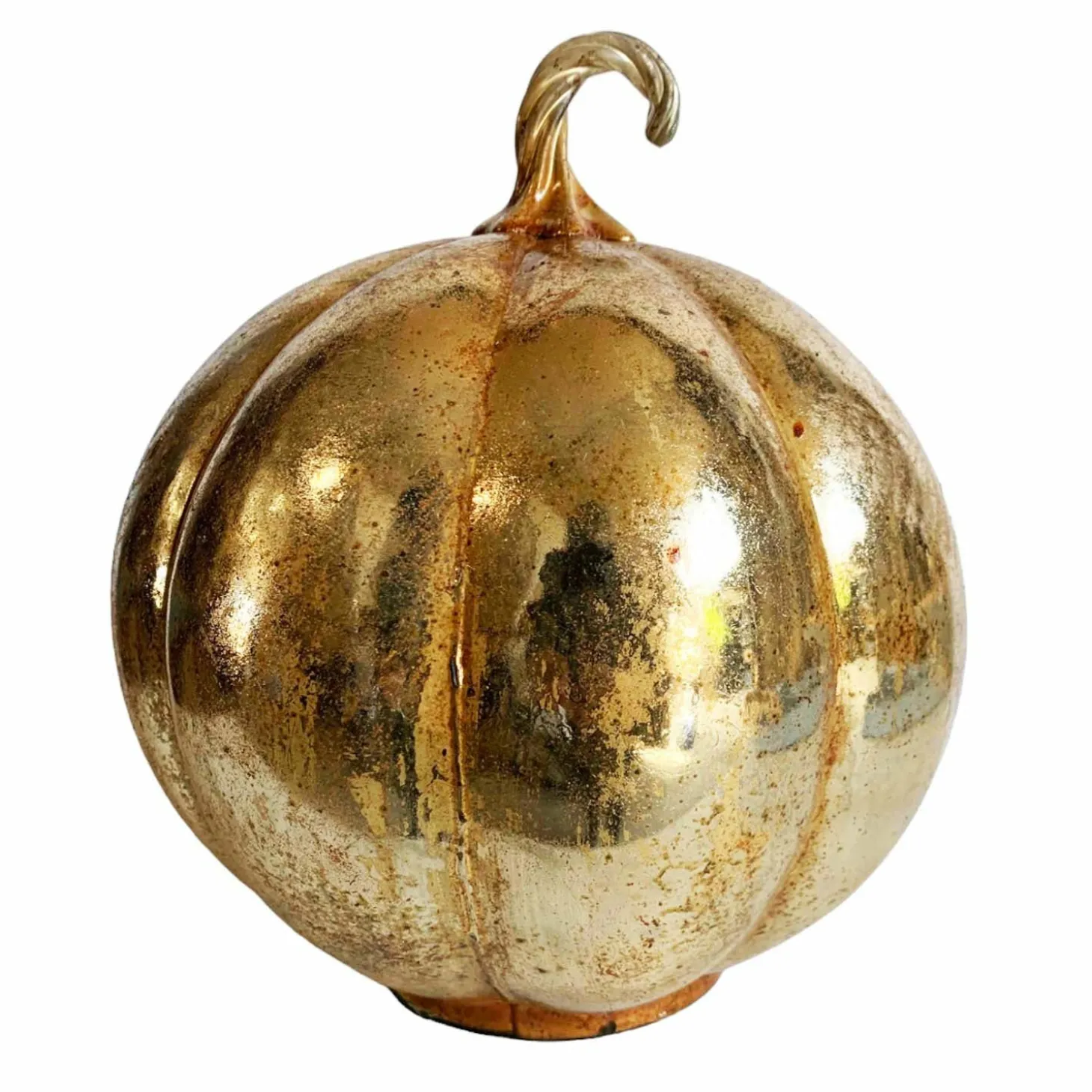 Halloween Decor>Roger's Gardens Champagne Copper Pumpkin - 5" Tall To 9.5" Tall