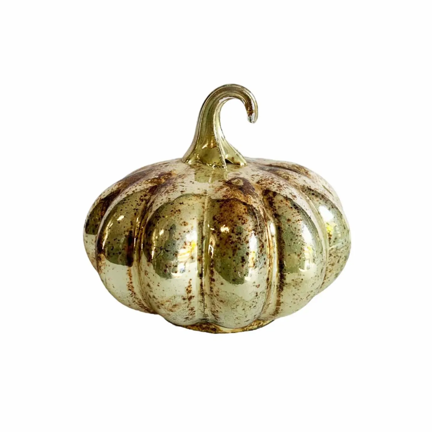 Halloween Decor>Roger's Gardens Champagne Copper Pumpkin - 5" Tall To 9.5" Tall