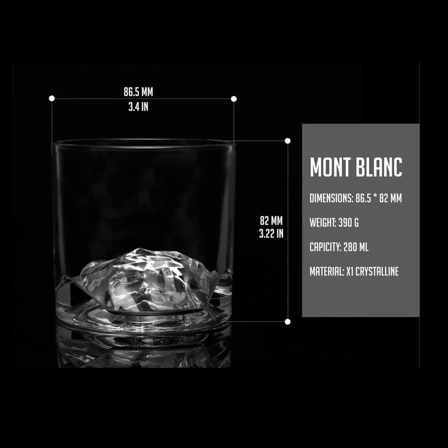 Glassware>Roger's Gardens Famous Mountain Peaks Crystal Whiskey Glasses - Set Of 4