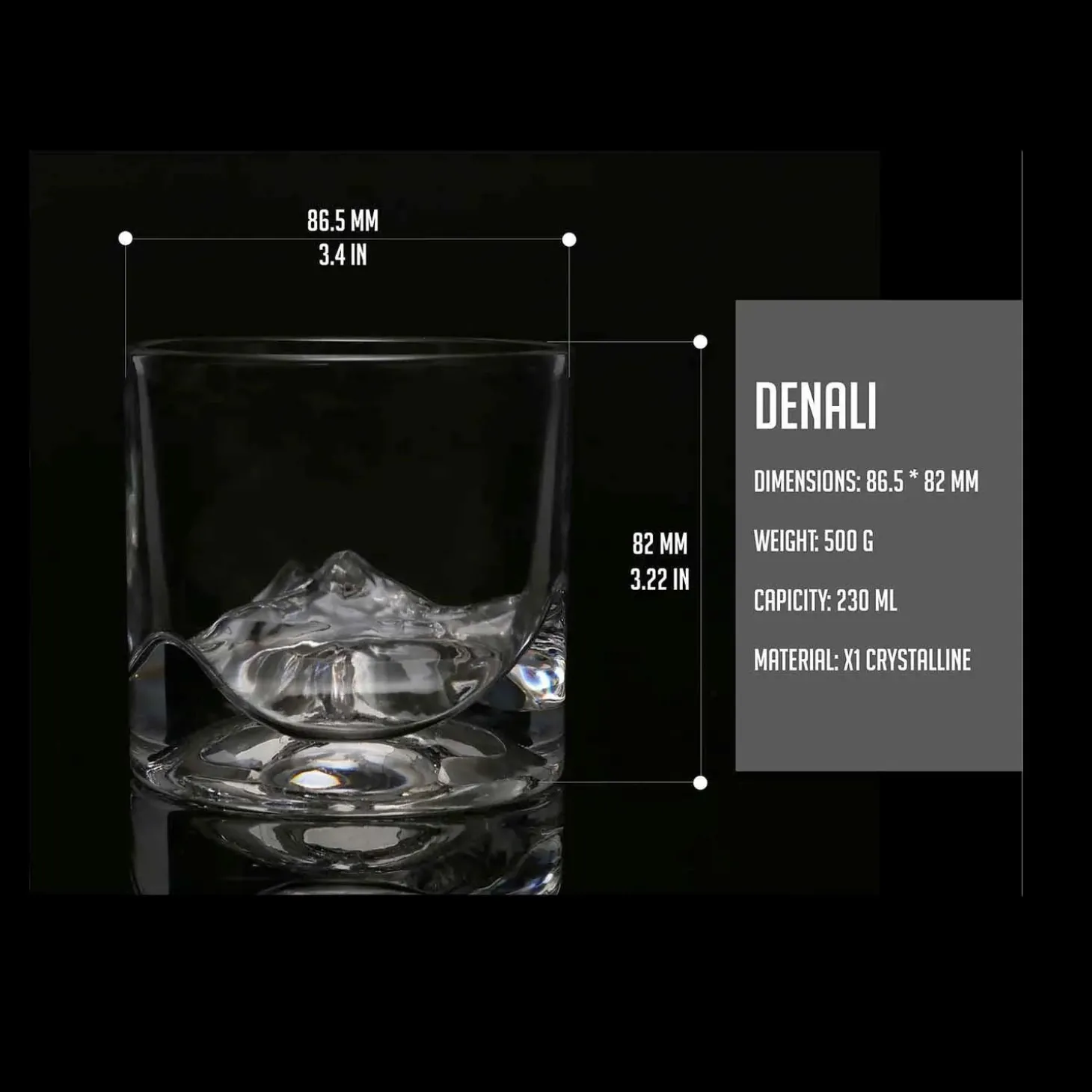 Glassware>Roger's Gardens Famous Mountain Peaks Crystal Whiskey Glasses - Set Of 4