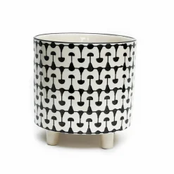 Pottery + Planters + Containers>Roger's Gardens Footed Black & Cream Planter