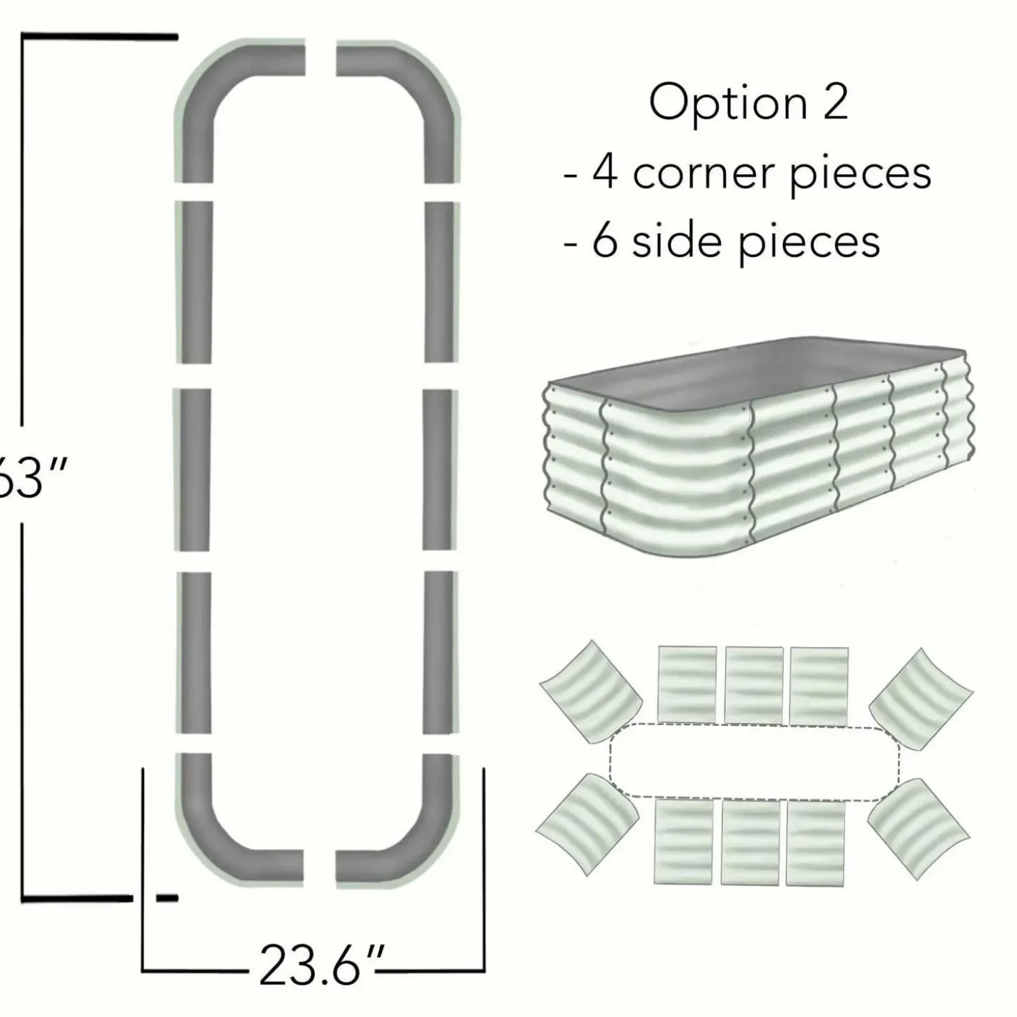 Pottery + Planters + Containers>Roger's Gardens Space-Friendly Metal Raised Bed - Multiple Sizes