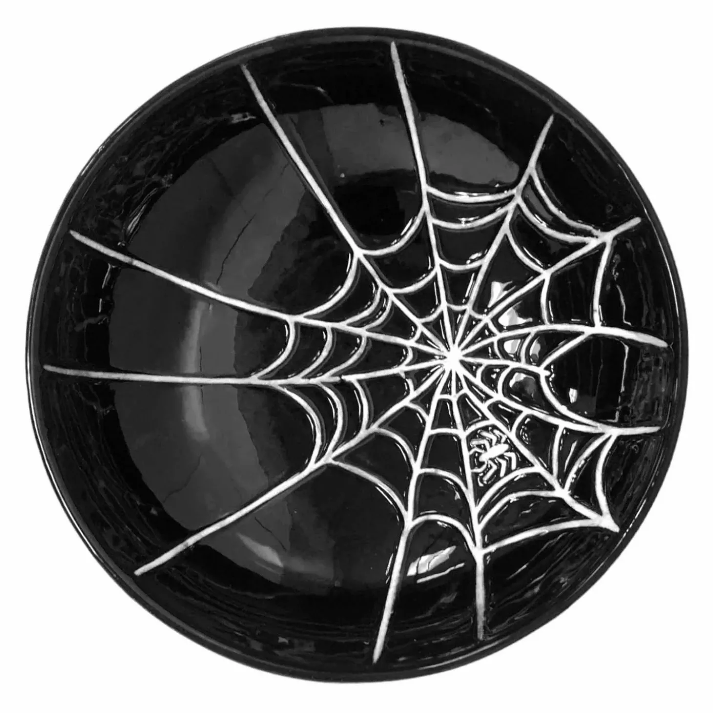 Halloween Decor>Roger's Gardens Spider Web Candy Bowl - 5" Tall