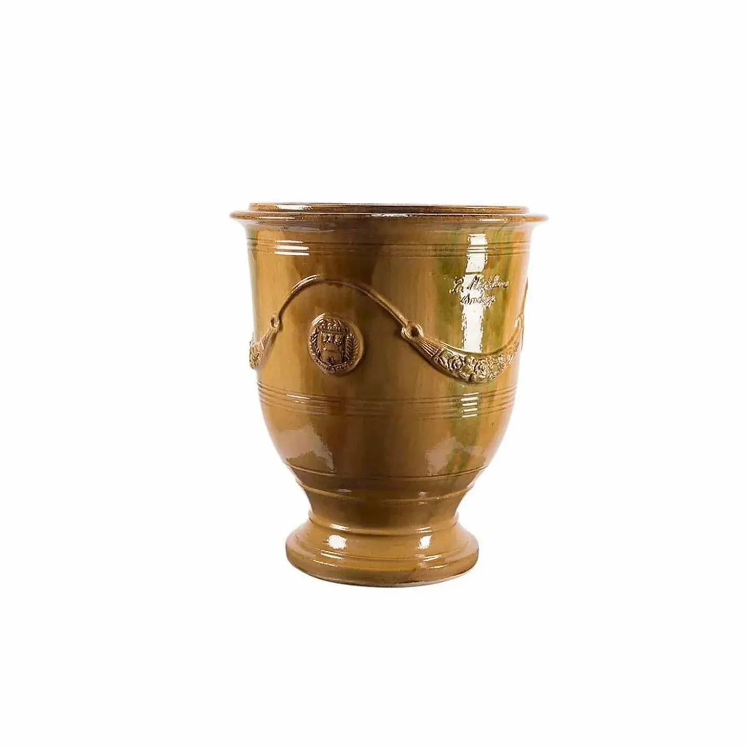 Pottery + Planters + Containers>Roger's Gardens Traditional French Glazed Anduze Flame Vase