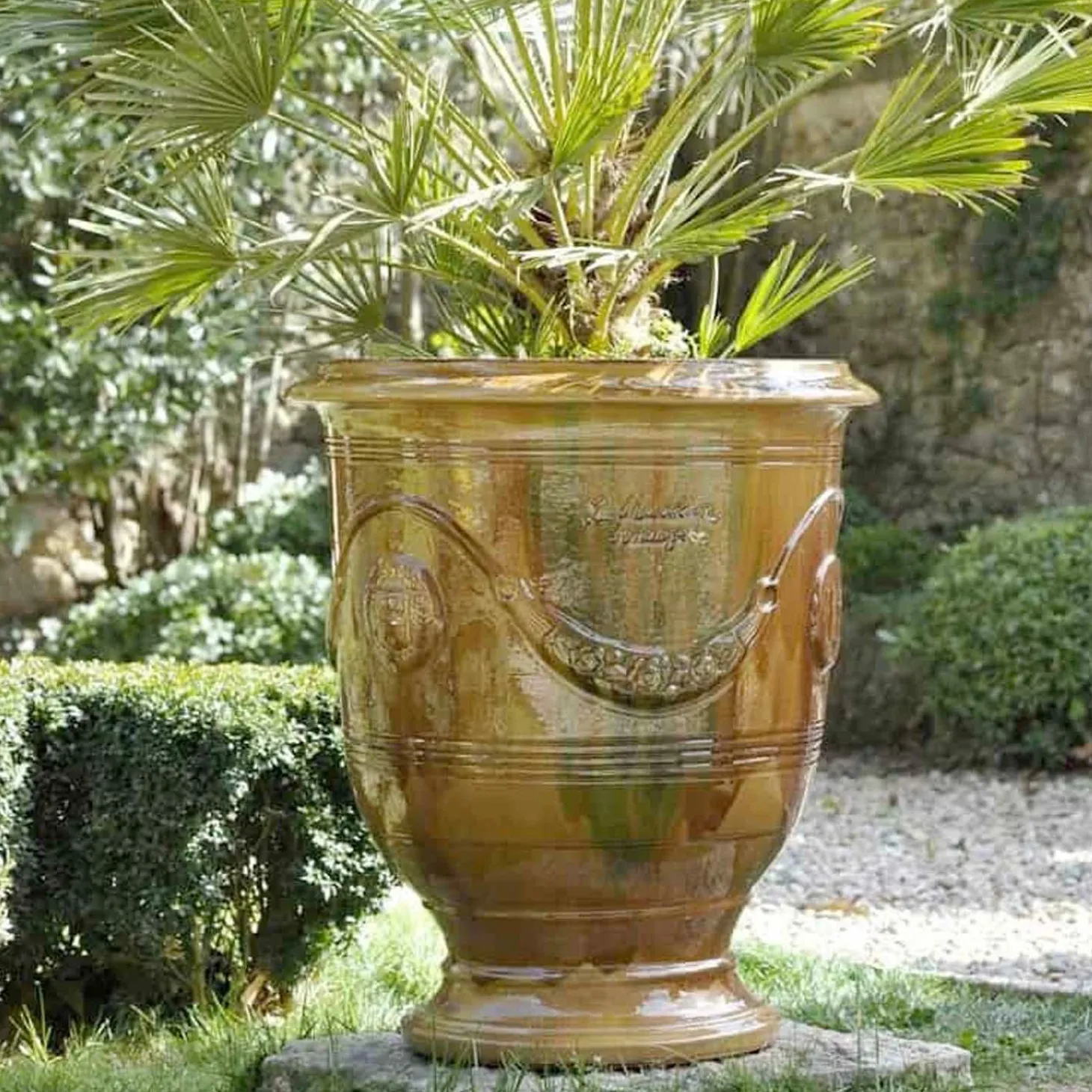 Pottery + Planters + Containers>Roger's Gardens Traditional French Glazed Anduze Flame Vase