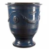 Pottery + Planters + Containers>Roger's Gardens Traditional French Glazed Anduze Blue Vase