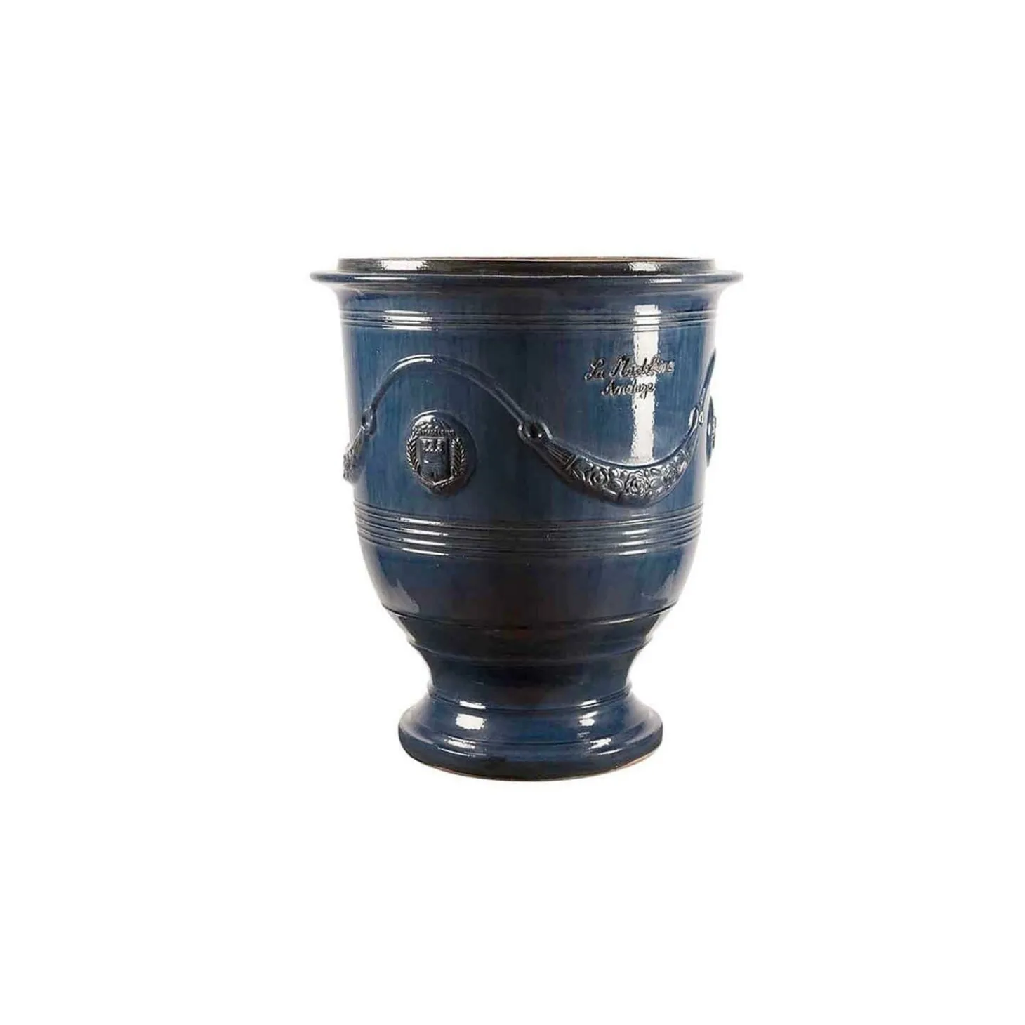 Pottery + Planters + Containers>Roger's Gardens Traditional French Glazed Anduze Blue Vase