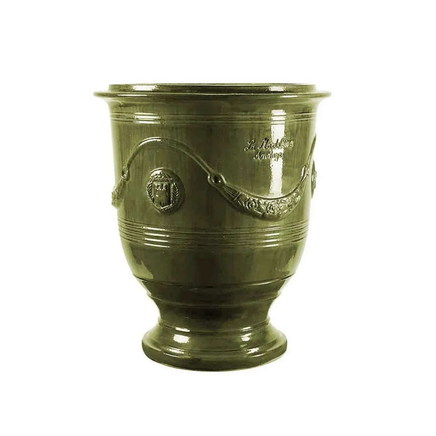 Pottery + Planters + Containers>Roger's Gardens Traditional French Glazed Anduze Green Vase