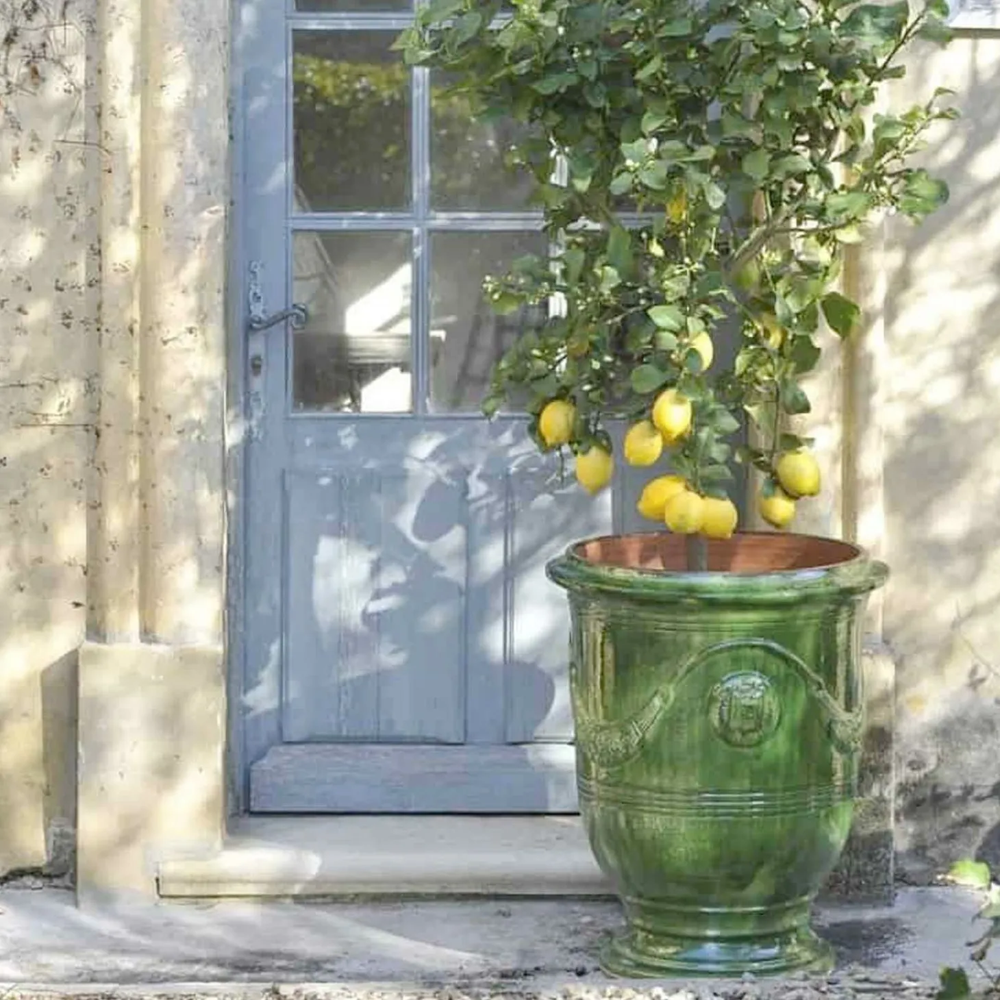 Pottery + Planters + Containers>Roger's Gardens Traditional French Glazed Anduze Green Vase