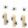 Halloween Decor>Roger's Gardens Web Of Shadows: Hanging Spider Candle Lights - 8" Tall - Set Of 3