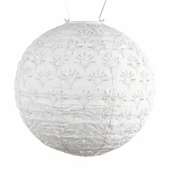Garden Accents + Bird Feeders>Roger's Gardens White Solar Globe Lantern - 12"